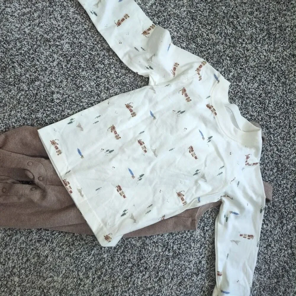 NEW Carter's Brown Coveralls Train Long sleeve shirt 18 Months Baby Boy